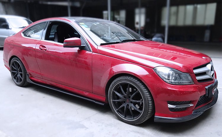 2012 - 2014 Mercedes Benz W204 C Class Coupe DP Style Carbon Fiber Side Skirts Under Board